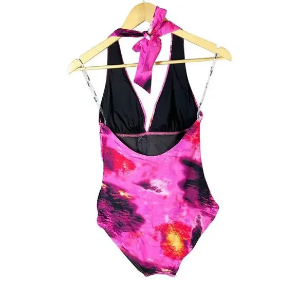 DKNY Tie-Back Halter-Style One-Piece Swimsuit Size Medium - Picture 2 of 11